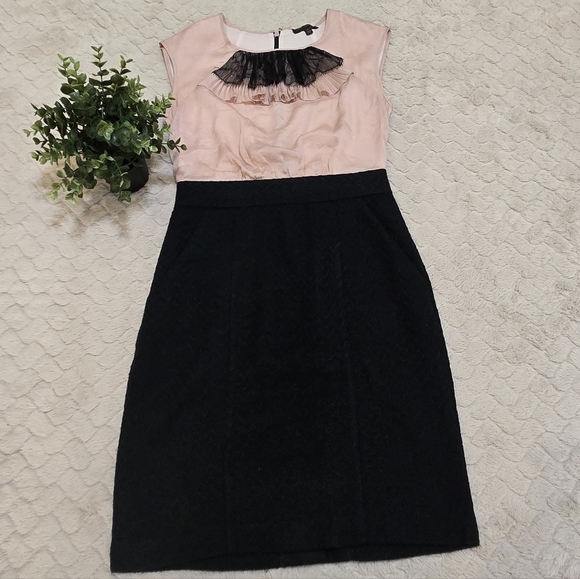 The Limited Dresses & Skirts - The Limited Pink & Black Colorblock Lace Pleated Bib Office Dress, Size 2